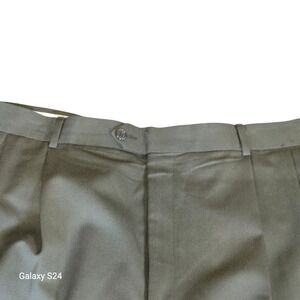 Executive Collection Mens Wool Dress Pants Olive Green Pleated Cuffed Trousers‎